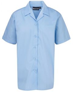 Short Sleeve Blue Revere Collar Blouses - Single Pack (7074)